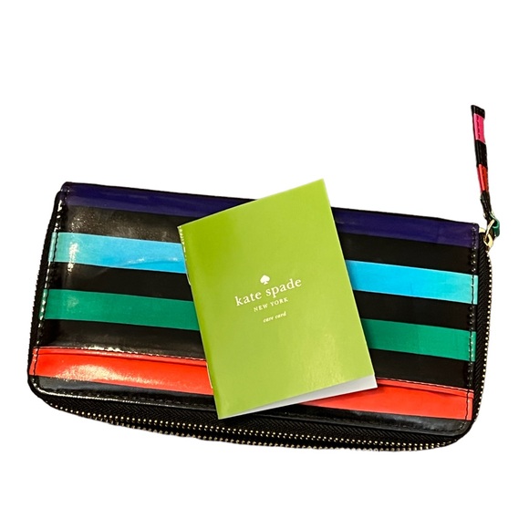 Kate Spade Neda Daycation Multi Party Stripe Zip Around Wallet - Picture 6 of 11